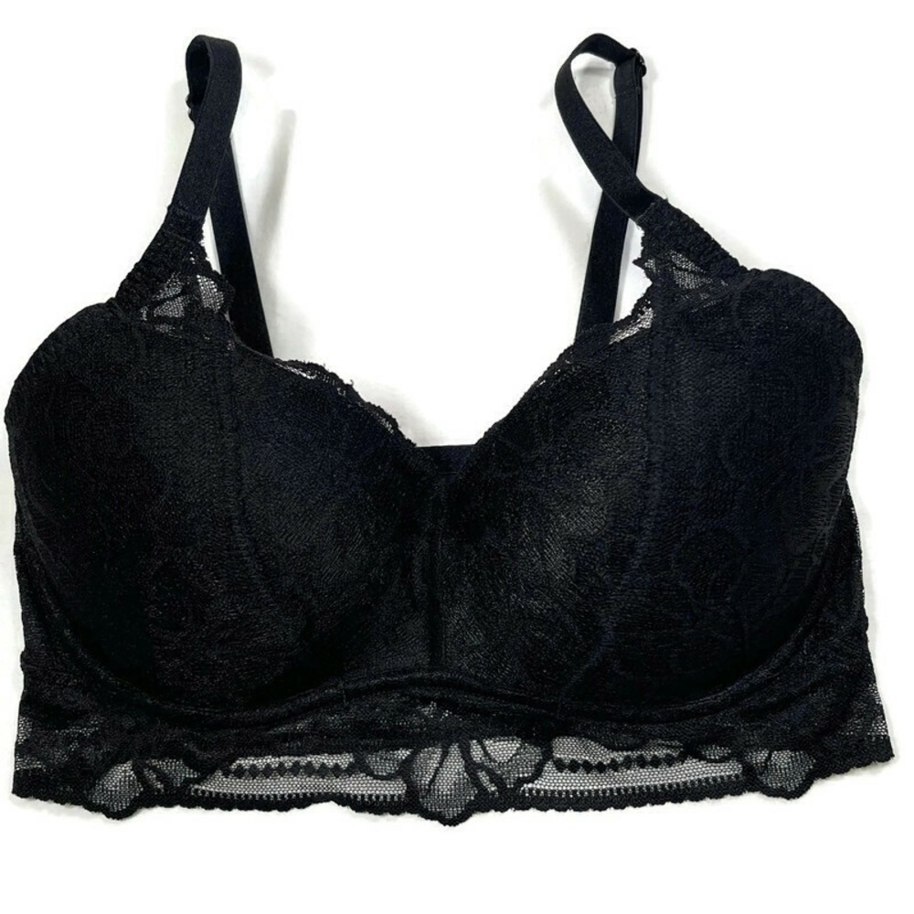 Victoria's Secret Black Floral Lace Pushup Bralette